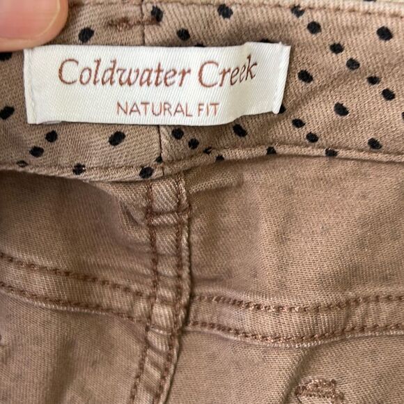 M78-Coldwater creek‎ size 6 cropped tan with black dot pants - Picture 3 of 4